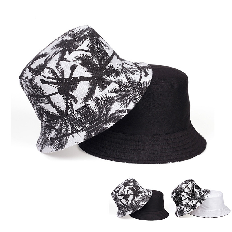 Mens Fashion Bucket Hat - Fisherman Hat, Trendy Printed Coconut Tree