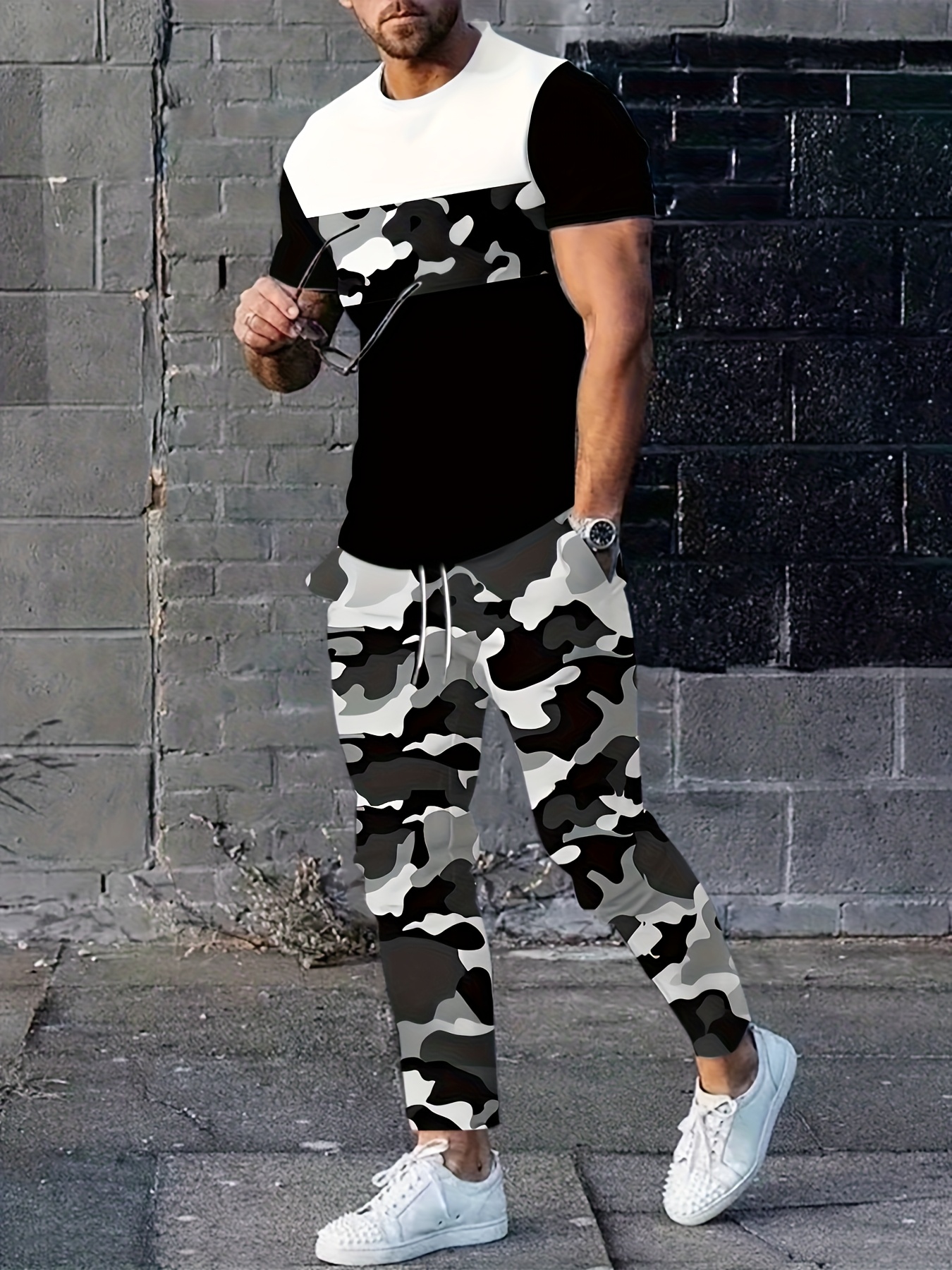 Mens Fashion Camo Pants - 2026 Summer New Men's Short-Sleeved Long