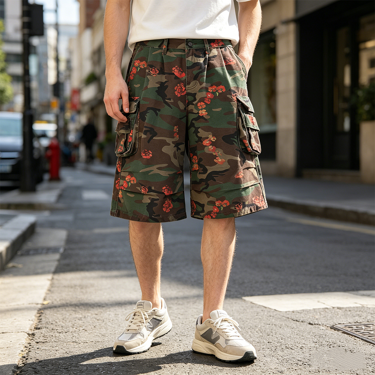 Mens Fashion Camo Pants - Men's Camo Floral Cargo Shorts Multi