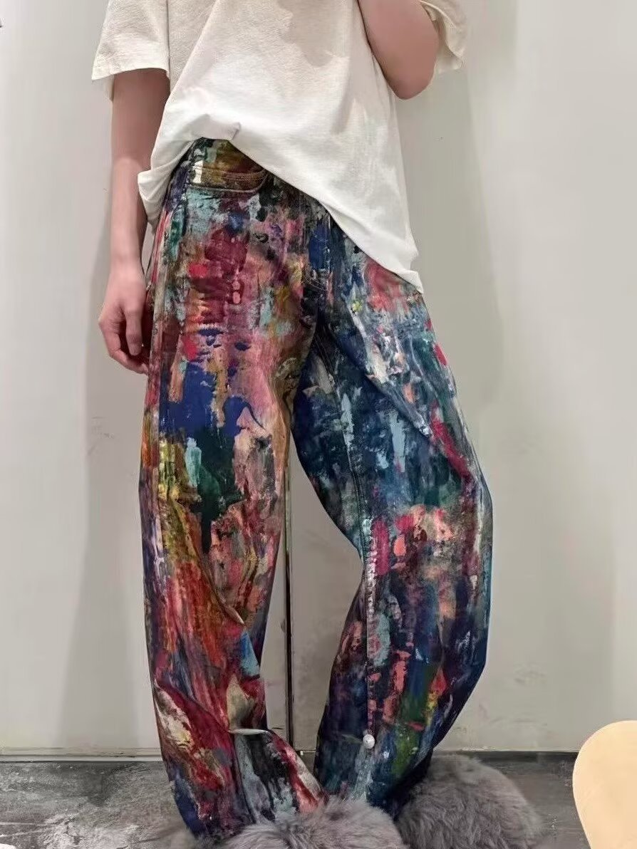 Mens Fashion Camo Pants - Unisex Bootcut Jeans For Man Designer