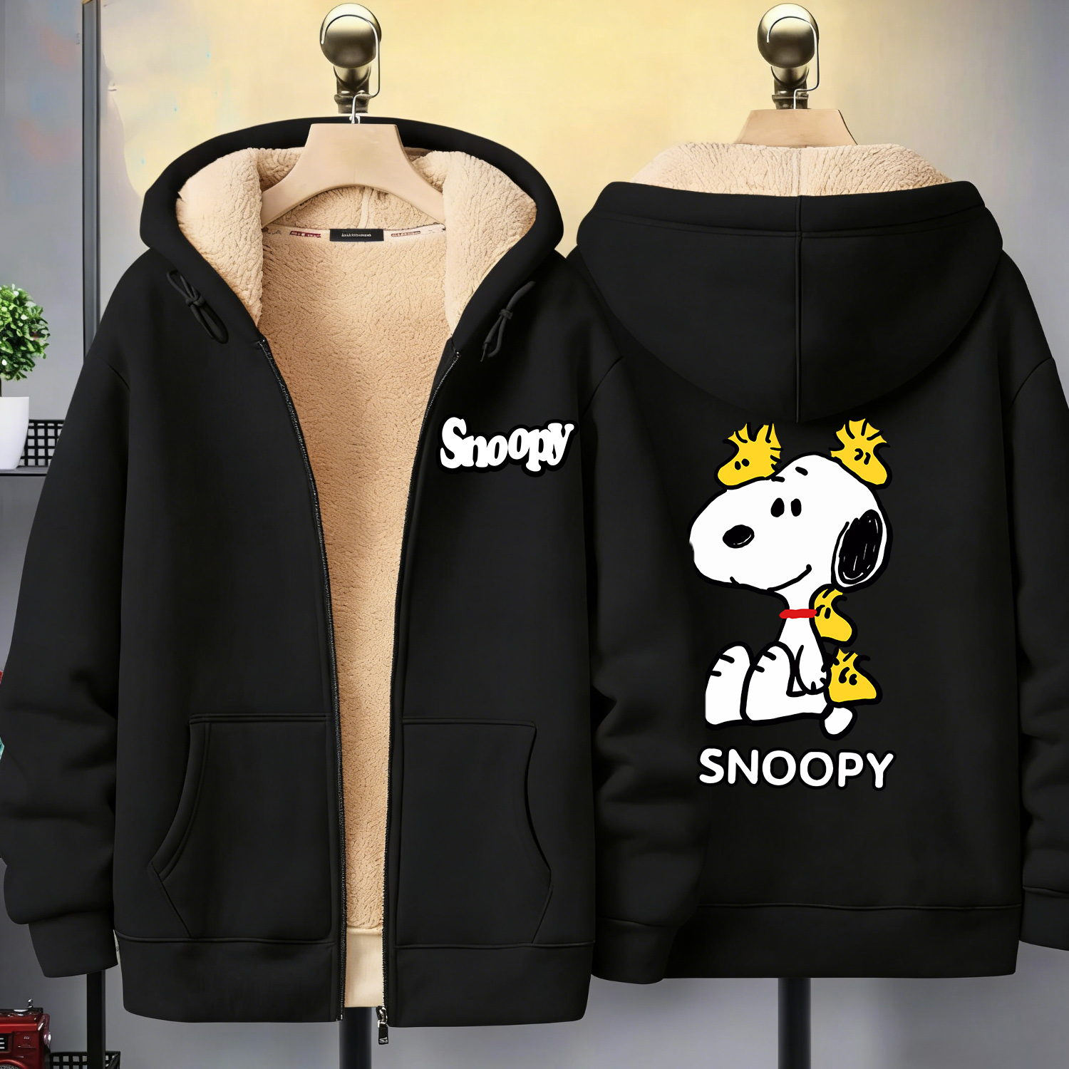 Snoopy Black Zip Hoodie Adult  – обзор и цена Mens Fashion Jumpers