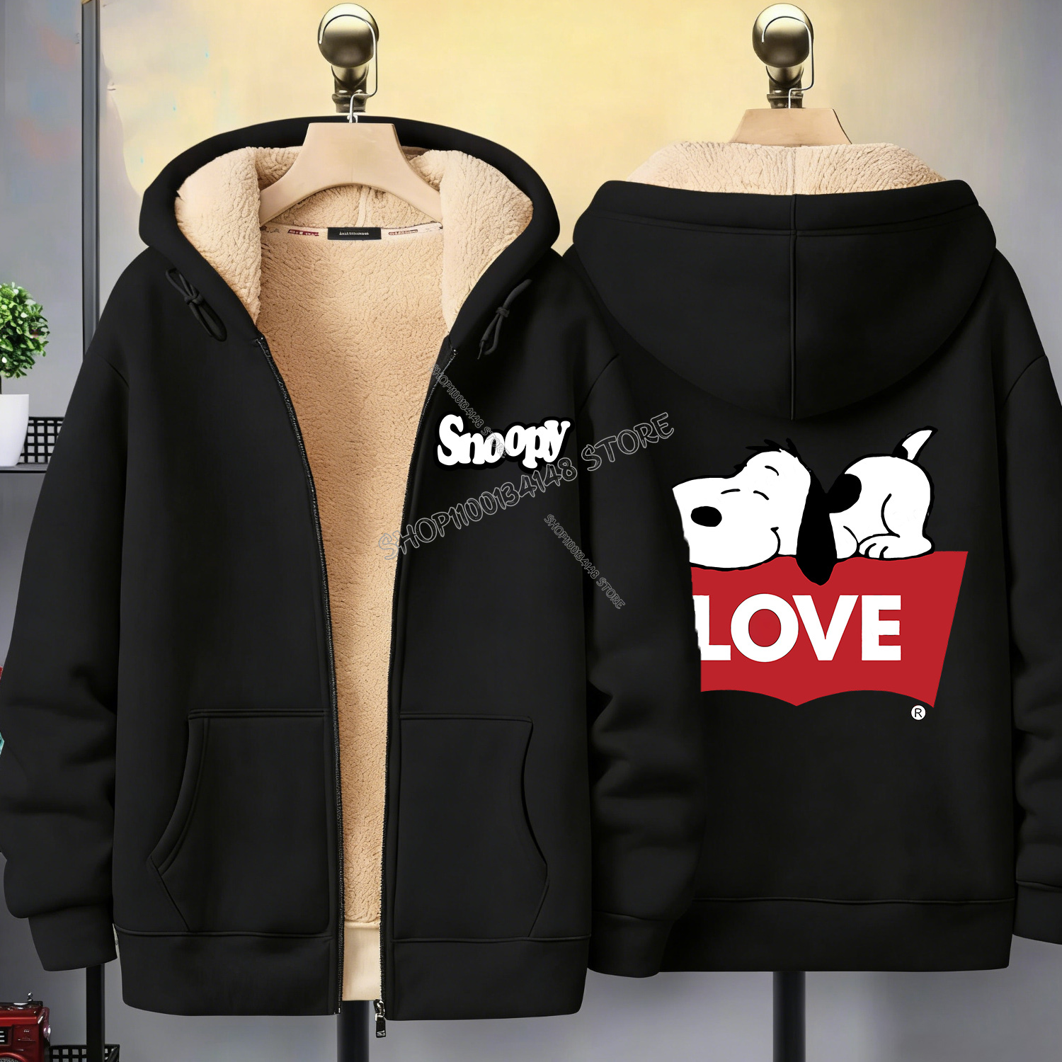 Snoopy Black Zip Hoodie Adult  – обзор и цена Mens Fashion Jumpers