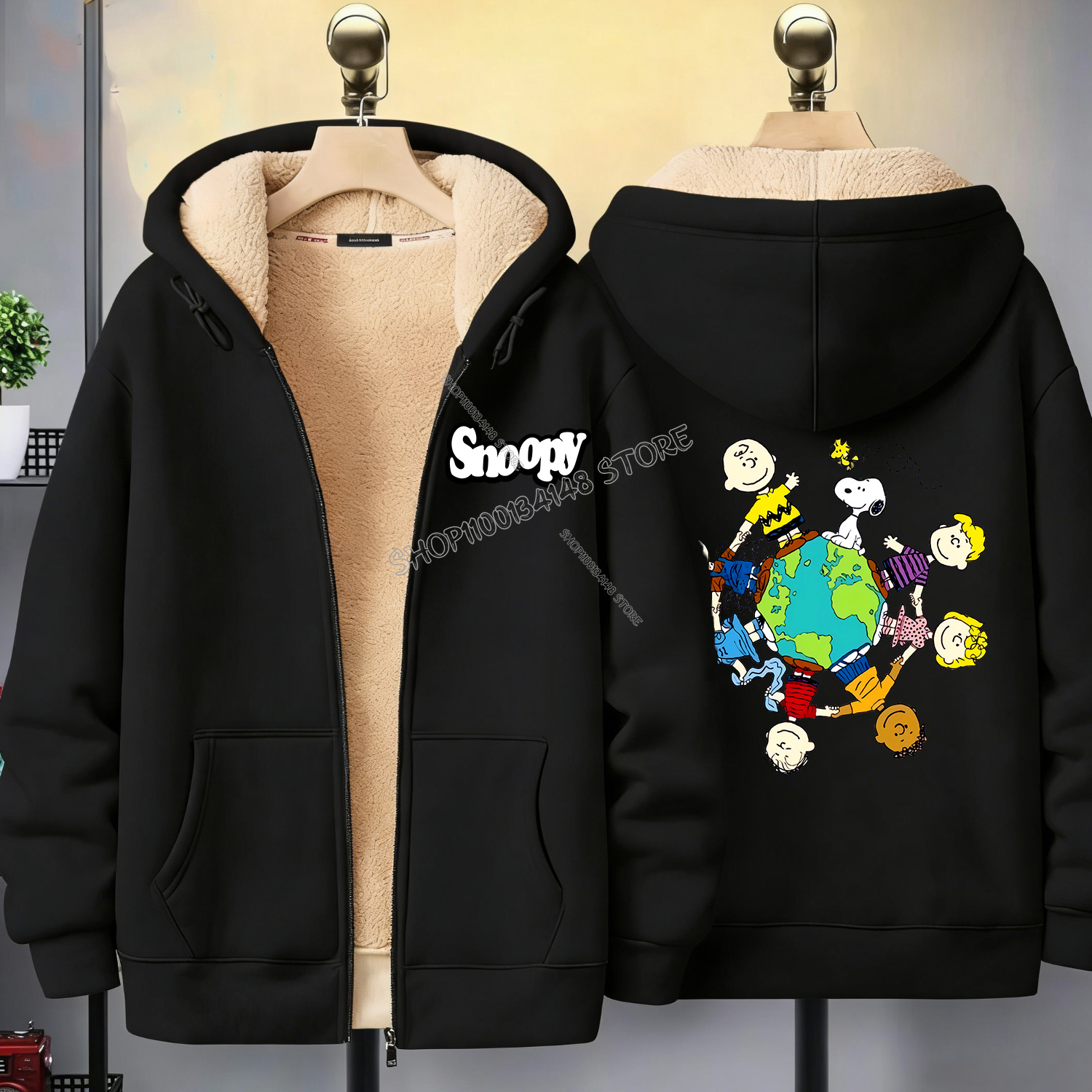 Snoopy Black Zip Hoodie Adult  – обзор и цена Mens Fashion Jumpers