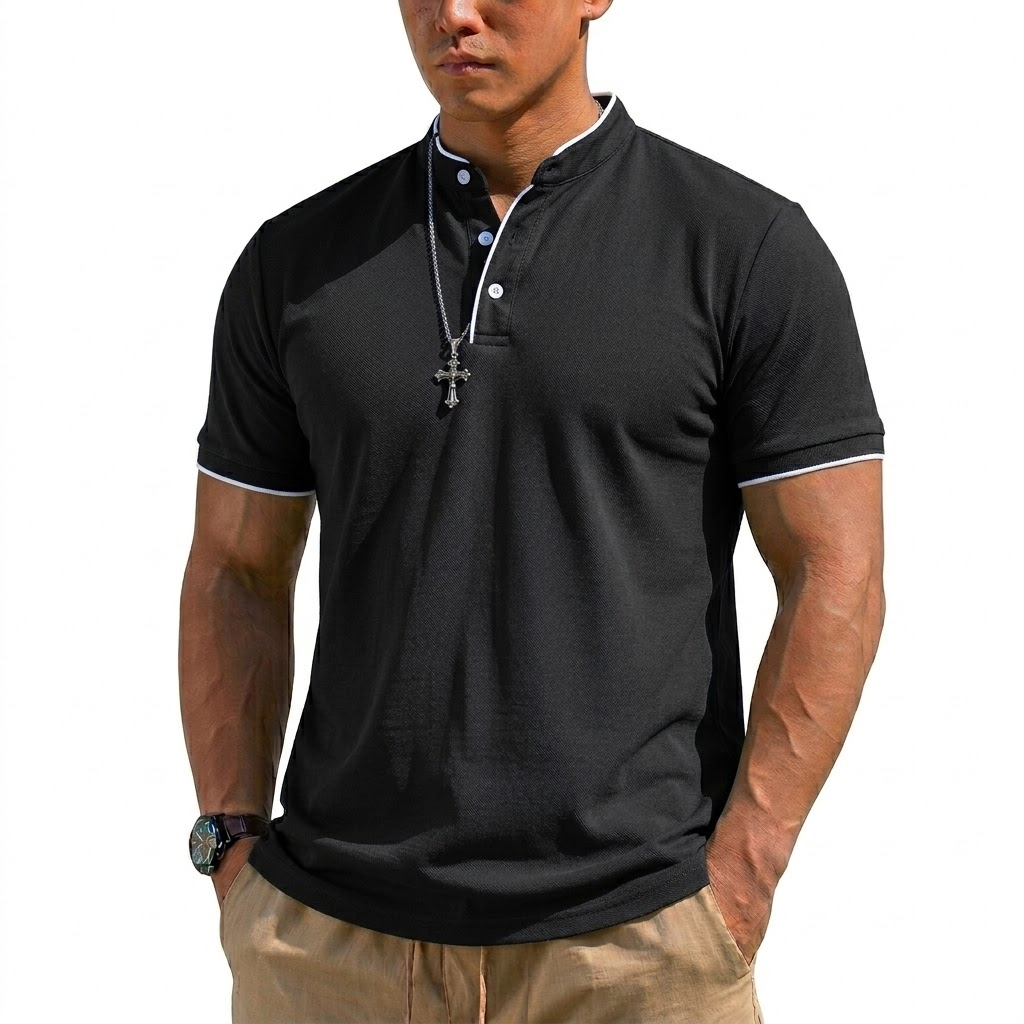 Summer Short Sleeve Henley Shi – обзор и цена Men'S Fashion Polo Shirt