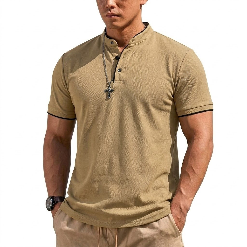 Summer Short Sleeve Henley Shi – обзор и цена Men'S Fashion Polo Shirt