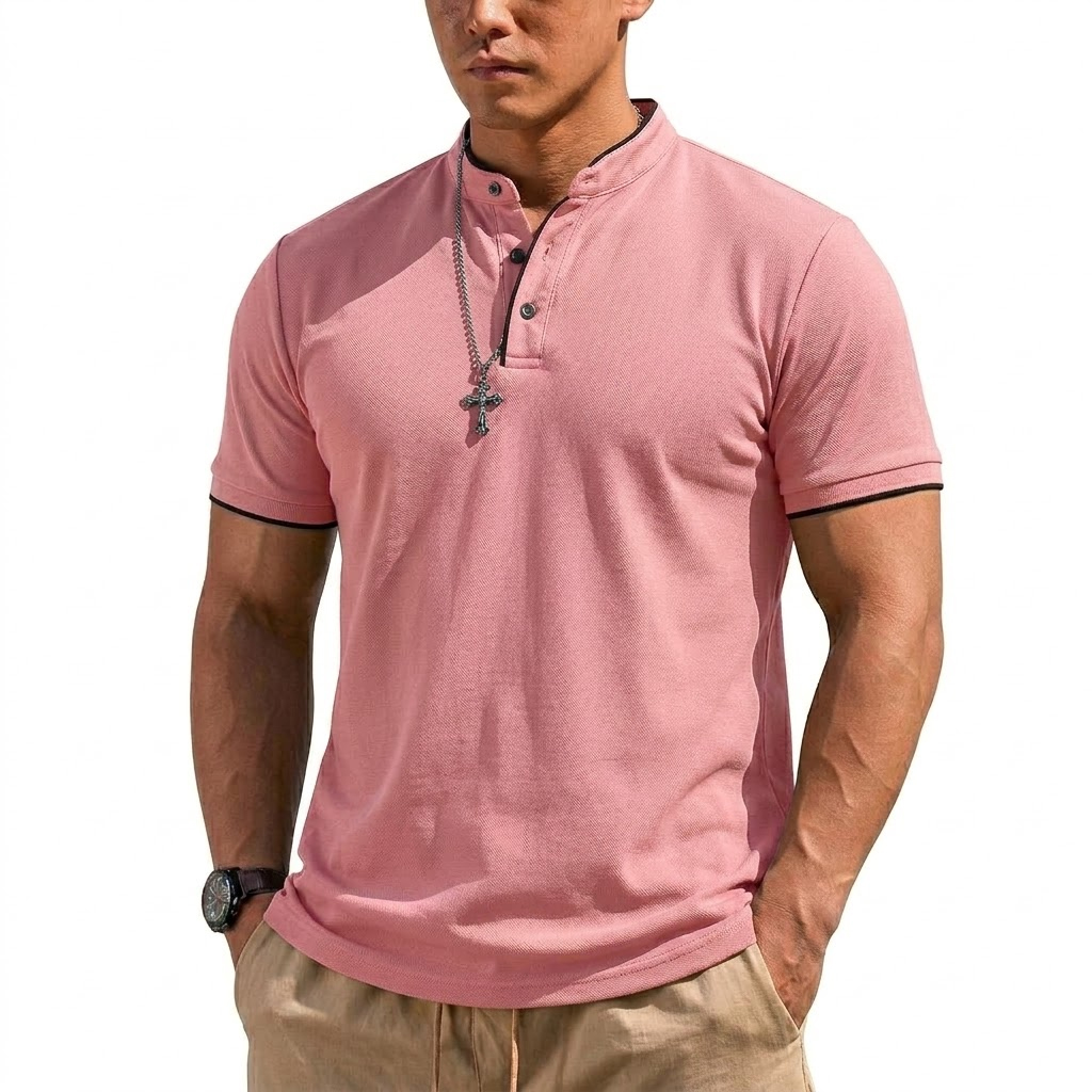 Summer Short Sleeve Henley Shi – обзор и цена Men'S Fashion Polo Shirt
